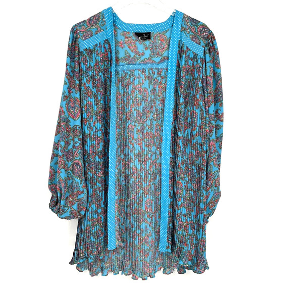 VTG Diane Freis Cardigan Women's M/L Blue Floral Paisley Boho Cottagecore Hippie - Picture 1 of 7